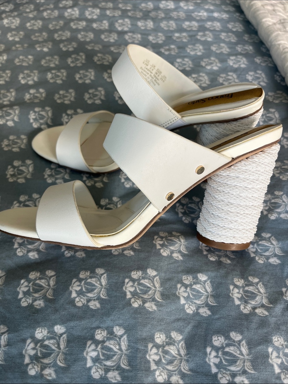 Franco Sarto White Double-Band Slip-On Sandal